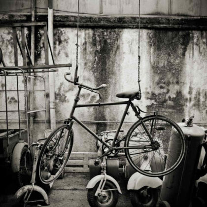 Harry de Zitter Bicycle in movie studio prop workshop Rome Italy