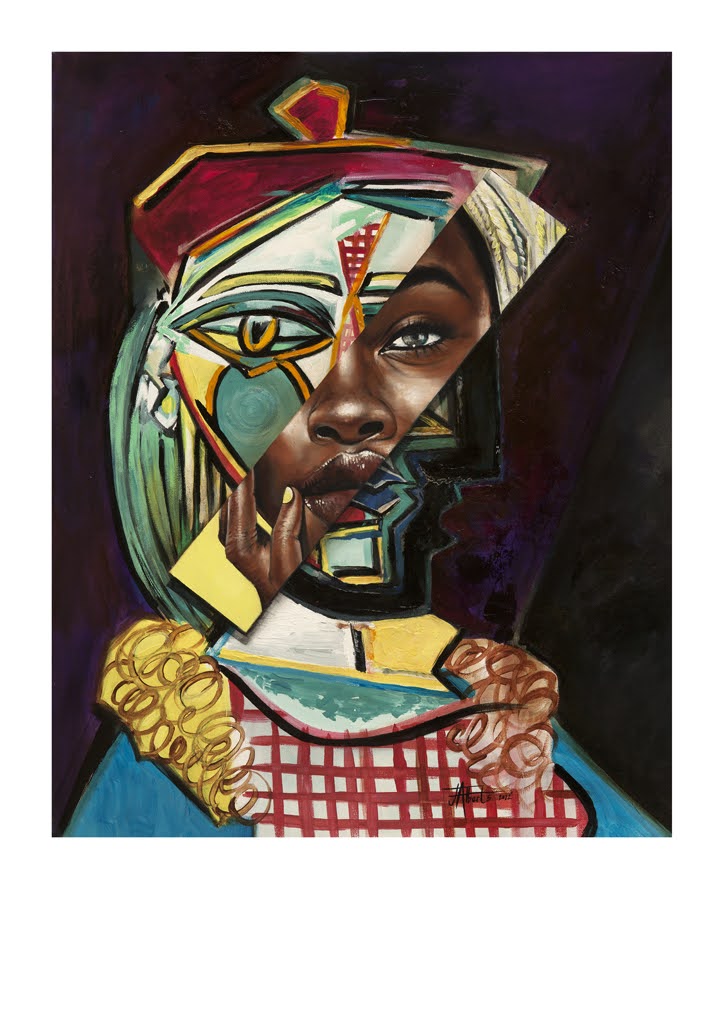 Johan Alberts Zubaidah and a Woman in beret and checked dress (after